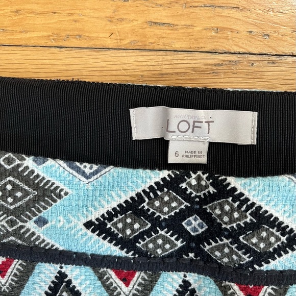 LOFT Aztec Geometric Multicolor Print Mini Skirt - Picture 3 of 5